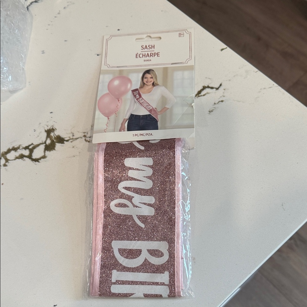 Pink Glitter Birthday Sash